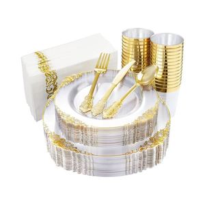 Nouvelle Arrivée 2024 Assiette de Présentation Blanche en Gros pour Dîner et Banquet, Bord Doré ou Argenté, 13 Pouces, pour Événements - Product Image 5