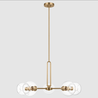 XZ Nordic Classic Mid Century Colgante moderno Latón cepillado y globos de vidrio transparente Lámpara colgante