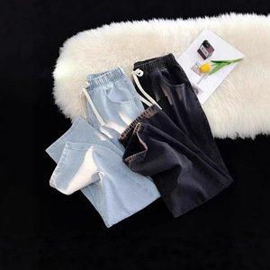 Pantalones Harem Largos para Hombre, Estilo Casual, de Tela Ligera, Cintura Elástica, con Cierre de Amarre, Tendencia Veraniega - Product Image 1