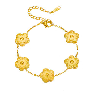 Collar de Acero Inoxidable Chapado en Oro de 18K con Flor de 5 Hojas Joyería Colgante de Trébol Gargantilla para Mujeres y Niñas - Product Image 1