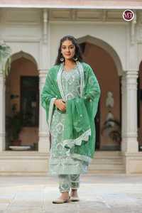 ชุดสูทผ้าฝ้ายที่ขายดีที่สุดพร้อมกางเกง Kurti สุภาพสตรีคอวีสําหรับชุดลําลองมีจําหน่ายในราคาไม่แพง - Product Image 6