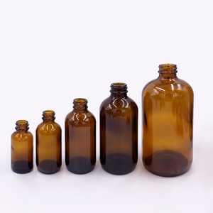 Flacon pulvérisateur rond en verre ambré pharmaceutique de 8 oz, 16 oz, 250 ml, 300 ml, 500 ml avec pompe pulvérisatrice à gâchette et bouchon pour lotion - Product Image 4