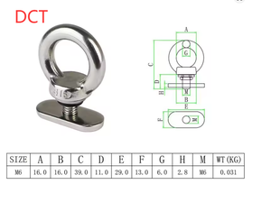 Vis à écrou à <span class=keywords><strong>anneau</strong></span> de levage en acier inoxydable DIN Standard 316 pour quincaillerie marine pour kayak et canoë - Product Image 1