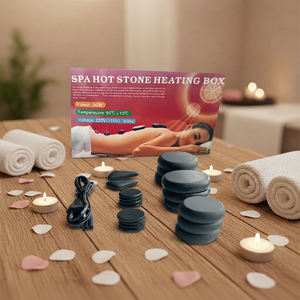 Ensemble de pierres chaudes énergétiques pour massage à l'huile, chauffe-pieds à domicile, <span class=keywords><strong>Tuina</strong></span>, SPA volcanique, salon, kit de 22 pièces pour compresse chaude, soulagement de la douleur - Product Image 1