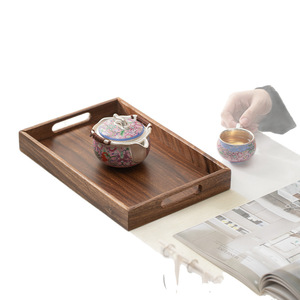 Japanese-style rectangular walnut-colored tray for holding water <b>cups</b>, <b>large</b> bamboo and wood <b>tea</b> tray, suitable for home use, - Product Image 5