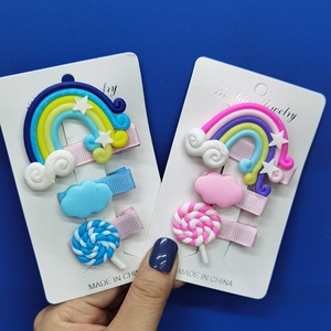 Barrettes à cheveux mignonnes en silicone en forme de nuage arc-en-ciel et de sucette pour enfants, usage quotidien, fabriquées en Chine - Product Image 1