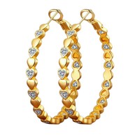 Boucles d'oreilles grandes et exquises pour femme, haut de gamme, en forme de cœur micro-serti, en fer, style niche, tendance transfrontalière Europe-États-Unis
