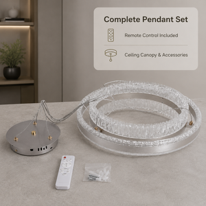 Lustre moderne à anneaux LED dimmable avec télécommande, tricolore, en fer et acrylique, pour salle à manger, salon, usage commercial intérieur - Product Image 4