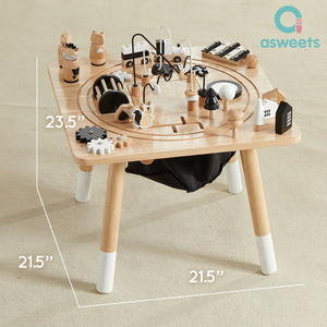 Matériel pédagogique sensoriel moderne inspiré <span class=keywords><strong>de</strong></span> Montessori, jeux créatifs, bacs sensoriels, table d'activités en bois noir et blanc - Product Image 4