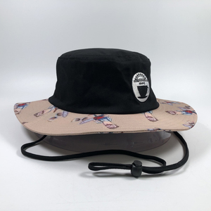 OEM Adultos Algodón Cubo Sombreros Cuerda Personalizada Impreso Patrón Pescadores Gorras Cuerda Ajustable Boonie para Hombres Trabajo al Aire Libre - Product Image 5