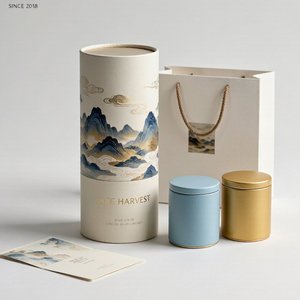Traditional Rigid Cardboard Round Tube <b>Box</b> for Oolong Pu-erh Loose Leaf Tea Packaging Bespoke Branding Wholesale - Product Image 1