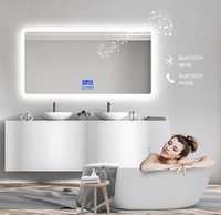 Hotel Bathroom Smart Illuminated Magnifying Mirror with Speaker Touch Screen LED Light Luxury Design