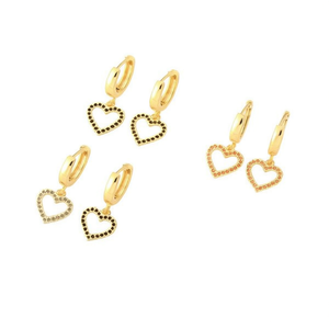 Juego de 12 Pendientes de Aro en Forma de Corazón Angelina, Chapados en Oro, de Acero Inoxidable, Joyería de Moda Unisex, Regalo, Estilo Moderno - Product Image 1