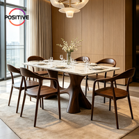 Table à manger rectangulaire en marbre moderne de luxe, table à base solide en bois de noyer de qualité supérieure, appartement, table de salon postmoderne