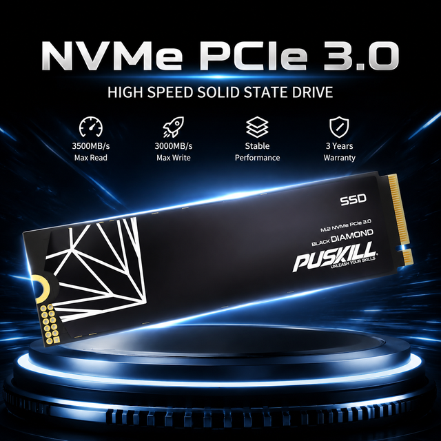 PUSKILL OEM NVMe M.2 2280 PCIe 3.0 X4 SSD 3D TLC NAND Internal Solid State Drive 128GB 256GB 512GB 1TB 2TB Gaming PC