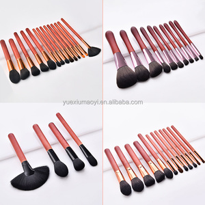Ensemble de 14 pinceaux de maquillage professionnels pour le visage, manche en bois haut de gamme, poils synthétiques, couleur <span class=keywords><strong>acajou</strong></span>, avec étui. - Product Image 6