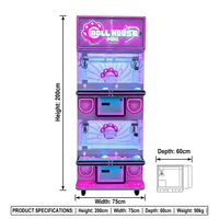 Machine à griffes en métal rose avec LED, double plateau, à monnayeur, jeu d'arcade à prix
