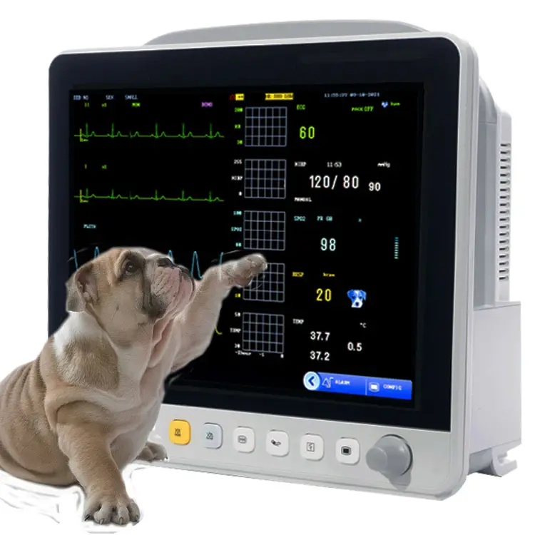 Yonker Hospital Animal Vital Sign Dog Pet Ecg Heart Rate Ultrasound Machine Portable Multiparameter Veterinary Patient Monitor