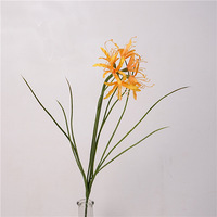 Exquise fleur artificielle de lys araignée rouge au toucher soyeux, tige unique, pour toile de fond de scène de mariage, décoration d'événements, studio photo, commande en gros