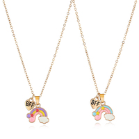 Ensemble de bijoux pour enfants : Collier et boucles d'oreilles élégants pour les fêtes, avec bracelet, en alliage de zinc plaqué or arc-en-ciel, classique, 6 ensembles