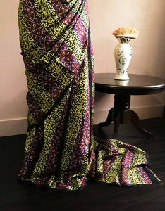 Ropa India Accesorios de moda Bloque de mano Impreso Pure Desi Tussar Seda Saree para niñas Fiesta y eventos uso - Product Image 5