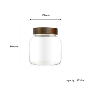 Bocaux de rangement en verre hermétiques multifonctionnels de grande taille pour la cuisine, pour le stockage des aliments, des chocolats, des biscuits, des bonbons, avec couvercle en acacia - Product Image 2