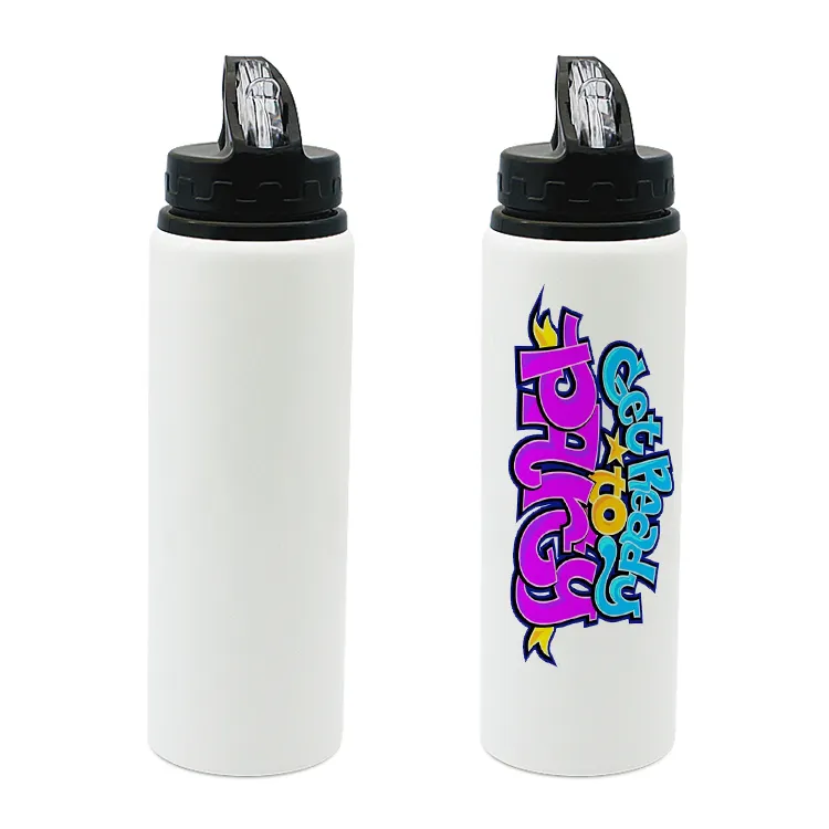 Botella de agua de aluminio para deportes, botella de agua deportiva con impresión por sublimación de buena calidad, con logotipo impreso, 500ml