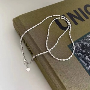 Yinruitai S925 Sterling <b>Silver</b> Rice Bead Necklace Women Korean Style Light Luxury Olive Bead <b>Choker</b> Short Collarbone Chain - Product Image 2