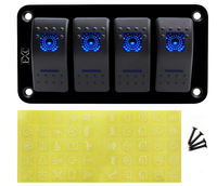 Xiamen sol Marina interruptor basculante de aluminio Panel 4 interruptores de palanca guión 5 Pin/de 2 retroiluminada por LED para el barco