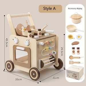 Kit de cuisine en bois multifonctionnel 2-en-1 Jet Wooden, jouet éducatif pour la <span class=keywords><strong>petite</strong></span> <span class=keywords><strong>enfance</strong></span>, unisexe - Product Image 4