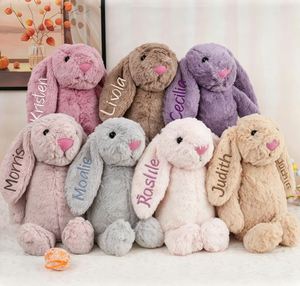 Peluche lapin brodée à longues oreilles, poupée de sommeil pour bébé, livraison directe personnalisée, cadeau de Pâques pour filles - Product Image 1