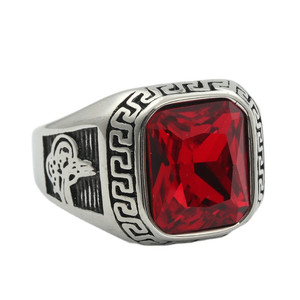 European American Style <b>Titanium</b> Steel <b>Ring</b> Geometric Retro Men's Punk Gemstone Bezel Setting Gift Jewelry 24059 - Product Image 5