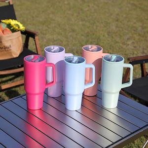 Insulated H5.0 Handle Car Tumbler 40oz Travel Mug Lid Straw Anti-Slip OEM ODM Custom Logo - Product Image 5
