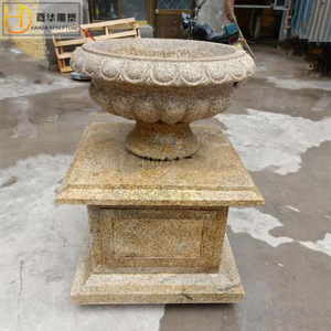 กระถางดอกไม้หินแกะสลักลายดอกไม้ทรงกลมสำหรับสวนกลางแจ้งสไตล์จีนโบราณ - Product Image 2