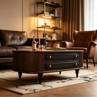 Table basse ovale moderne et créative avec éclairage de luxe, mobilier haut de gamme pour petits salons et appartements.