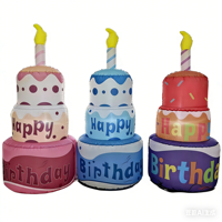Gâteau gonflable pour anniversaire, gâteau d'anniversaire de 6 pieds avec lumière LED