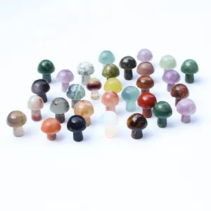 Preço por atacado 2cm Natural Gemstone Cristais Pequenos Mini Cogumelos Escultura Artesanato Para Decoração