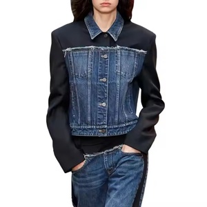 Conjunto de Jeans de Mezclilla para Mujer de Alta Calidad al por Mayor, Chaqueta Casual con Empalmes, Jeans de Mezclilla Deslavados con Ácido, Traje de Mezclilla para Mujer - Product Image 2