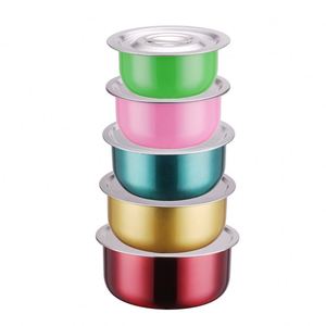 Ensemble de 5 ustensiles de cuisine portables en métal pour l'extérieur, écologiques, avec couvercles, pour la cuisson classique et le stockage de céréales en cuisine - Product Image 1