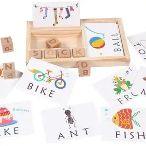 Kayu Kata Mengeja Permainan Anak-anak Mainan Pendidikan Awal untuk Anak-anak Belajar Mainan Kayu Mainan Pendidikan Montessori