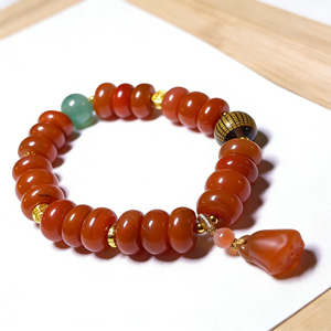 Pulsera de cuentas de ágata roja del sur, color rojo fuego, con diseño de <span class=keywords><strong>ábaco</strong></span> - Product Image 2