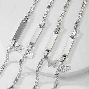 Braccialetto con nome personalizzato 18k oro placcato in acciaio inossidabile <span class=keywords><strong>bracciale</strong></span> farfalla cuore corona Charm gioielli personalizzati per regalo - Product Image 5