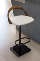 Tabourets de bar à cadre Chaises Style Bois de frêne de haute qualité avec base en acier inoxydable Sièges de luxe modernes Cuir de bar levé 1 pièce