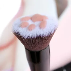 BUEYA Super carino 1 pz spazzola per i piedi per il gatto Blush spazzola per il trucco manico in legno fondotinta pennello per il viso strumento cosmetico di bellezza