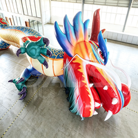 Dragon gonflable personnalisé de 18 m, modèle de dragon volant de style chinois, danseur aérien avec lumière LED pour exposition extérieure, événement