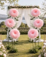 Fleurs de pivoine géantes en organza sur mesure, best-sellers de luxe, pour mariages, festivals, autres décorations d'événements et vitrines.