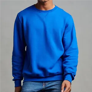 Sweatshirt Crew Gaya Klasik Bulu Domba Pria Jahitan Nyaman dengan Jahitan Halus Sweter Fit Santai