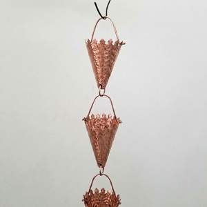 Chaîne de pluie décorative en cuivre martelé en forme de tambour pour gouttière extérieure, élément aquatique pour jardin et extérieur de maison, chaîne de pluie métallique suspendue - Product Image 1