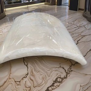 Mờ Màu trắng tinh khiết Onyx rỗng cột Trắng Onyx nửa hình dạng cột cho phòng khách lối vào khách sạn tường trang trí nội thất - Product Image 3