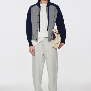 Cardigan en tricot doux à capuche pour homme, style color block, manches raglan, patchwork - Product Image 3